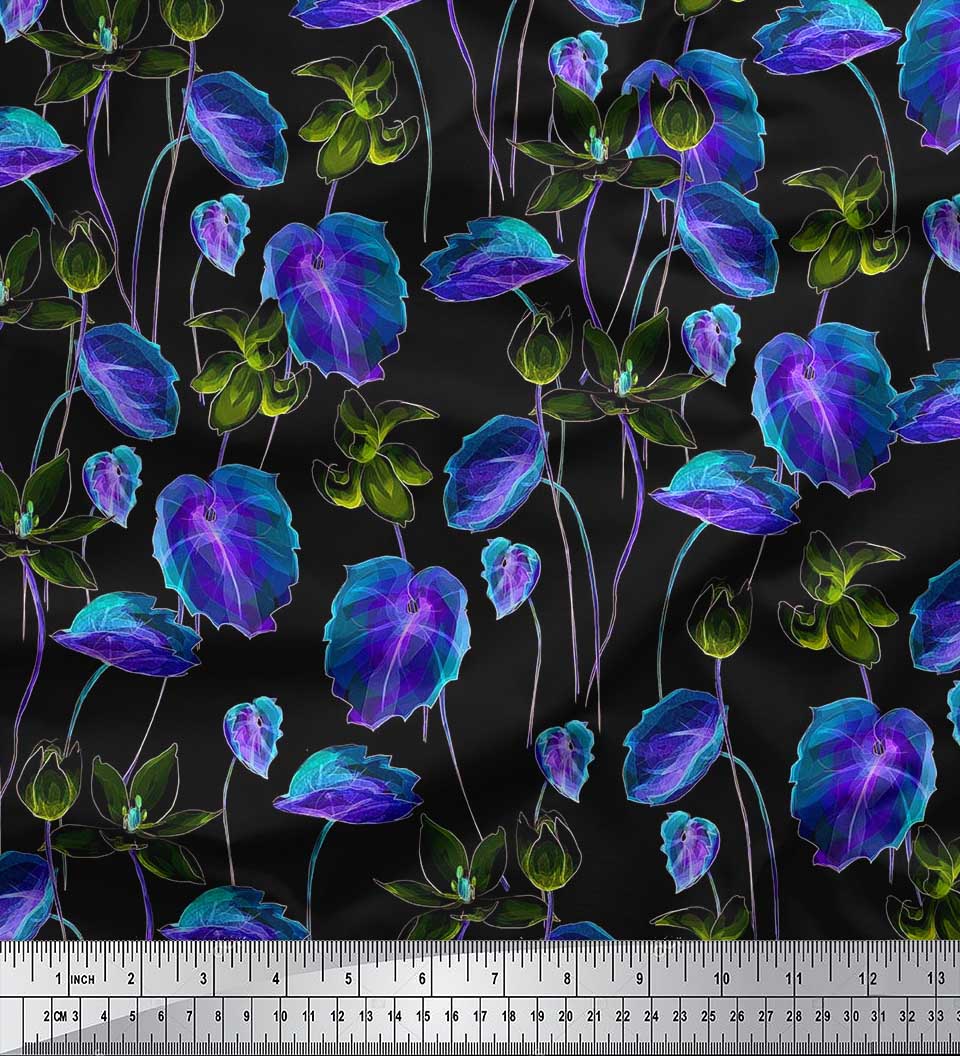 

Тканина Soimoi Japan Crepe Satin Leaves & Magnolia Flower Print Тканина на метр 42 дюйма 42 Inch Wide - Poly Crepe білий