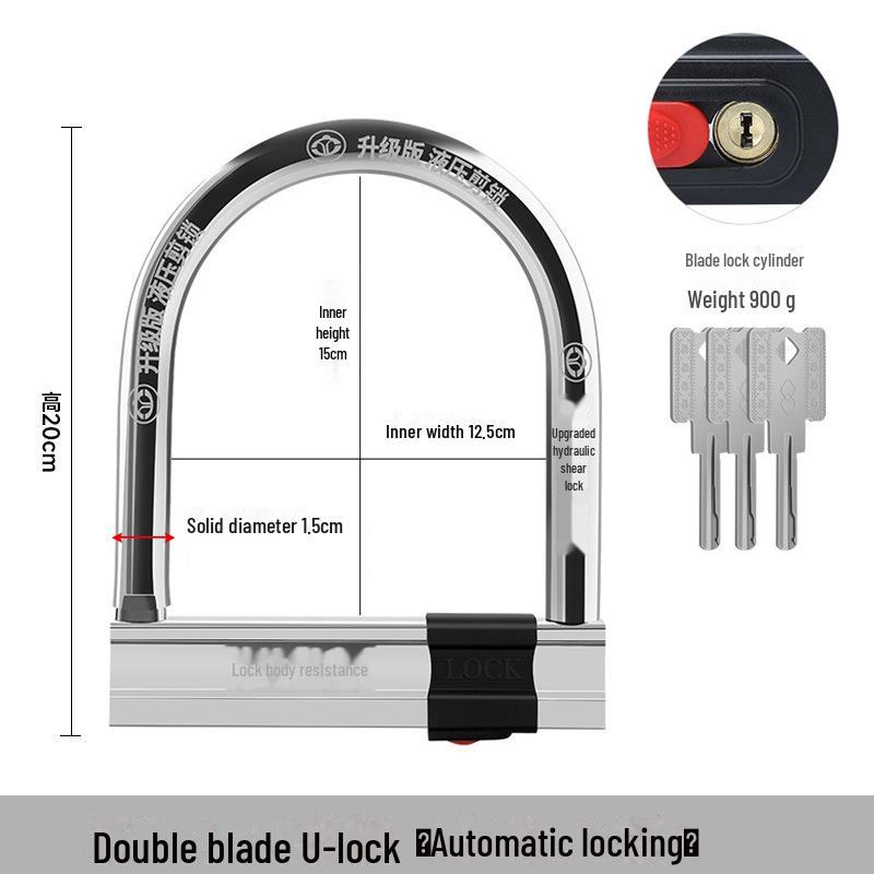 Electric Vehicle Anti-Theft U-Lock: Waterproof, Pry-Resistant Lock for Cars & Motorcycles