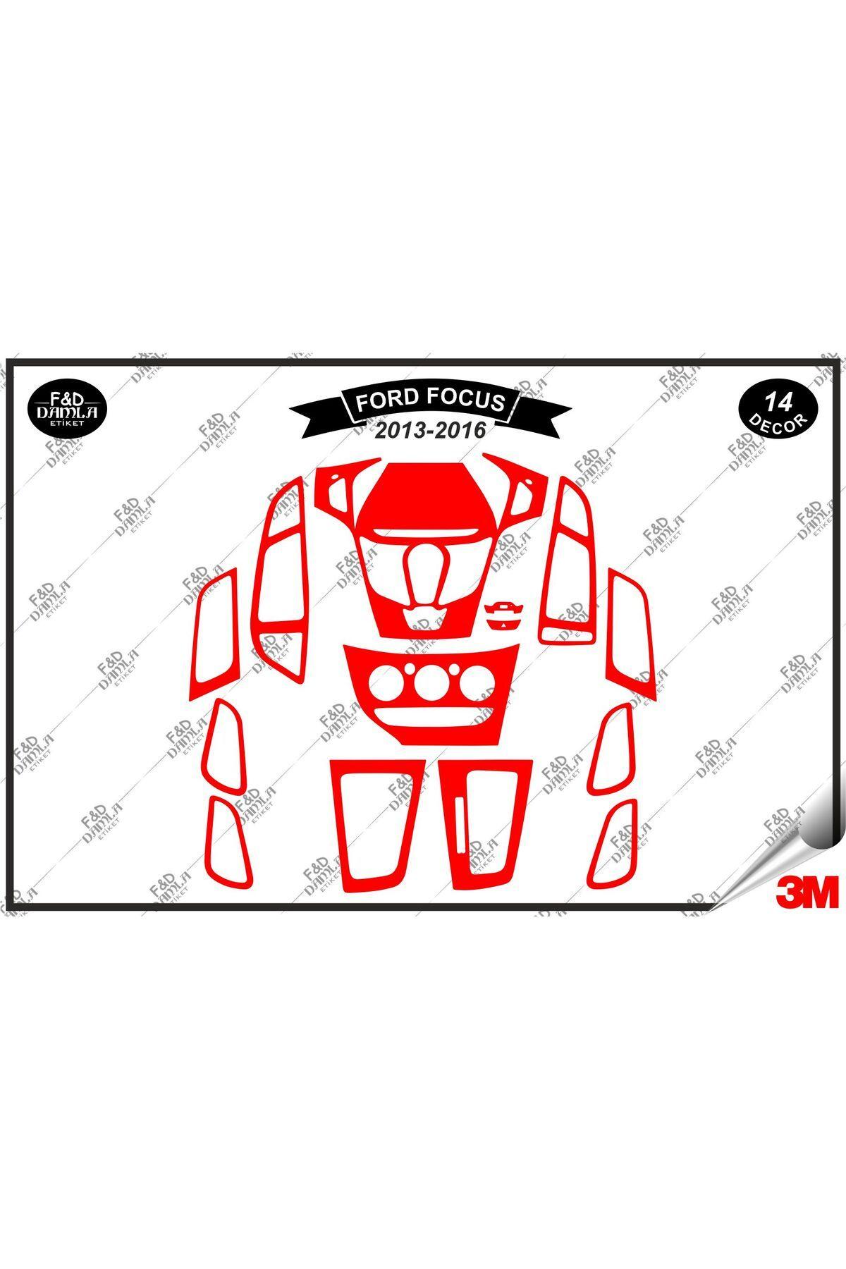 

Ford Focus 2013-2016 Torpido Konsol Trim Göğüs Maun Kaplama Set 14 Parça Kırmızı