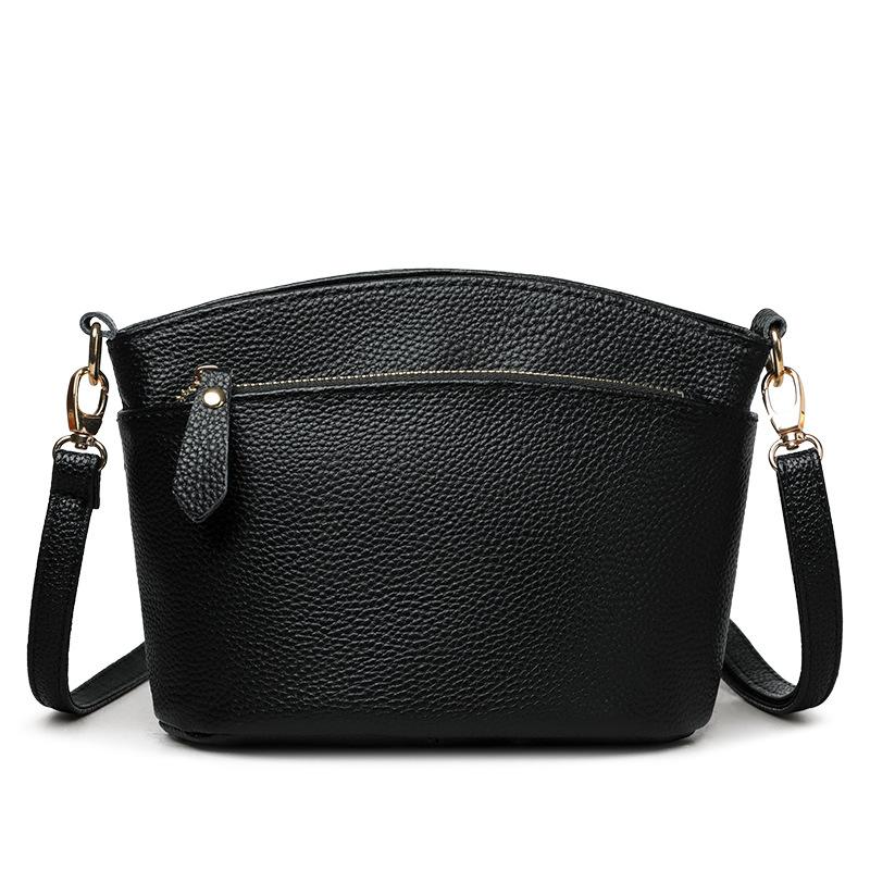 Genuine Leather Crossbody Bag, Top Grain Leather Bucket Shoulder Purse