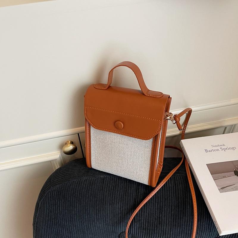 Summer Simple Contrasting Color Single Shoulder Crossbody Small Mobile Phone Bag Trendy High-end Small Square Bag