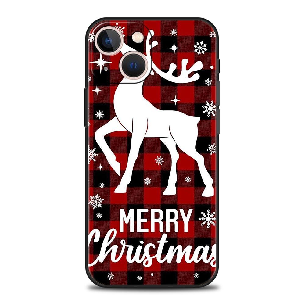Christmas Graphic Printed Luxury Phone Case For iPhone 13 15 14 12 Mini 11 Pro MAX XR X SE XS 7 8 Plus Silicone Black Cover