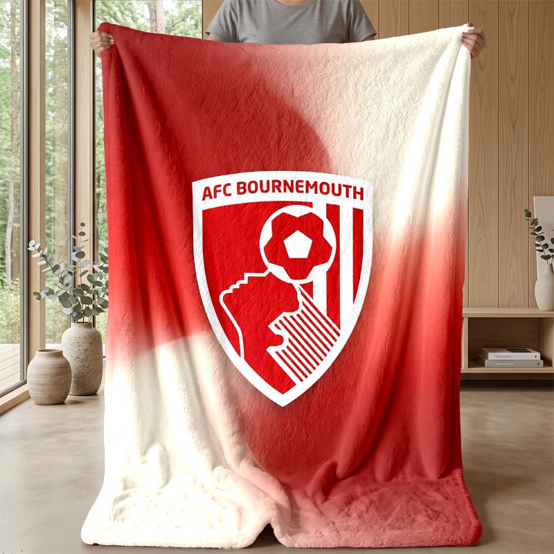 Bournemouth Football Print Flannel Blanket, Soft Warm Lightweight Throw Blanket for Sofa Bed Camping