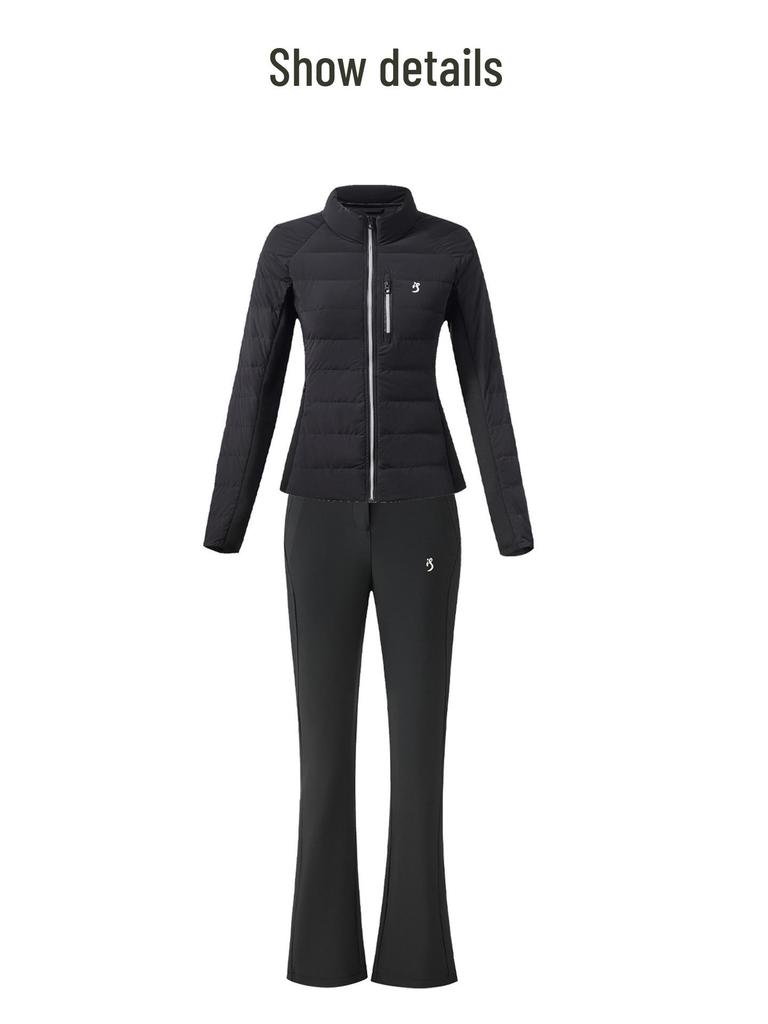 TASHI GOLF Women's Winter Warm Slimming Down Jacket & High Waist Fleece Pants Set