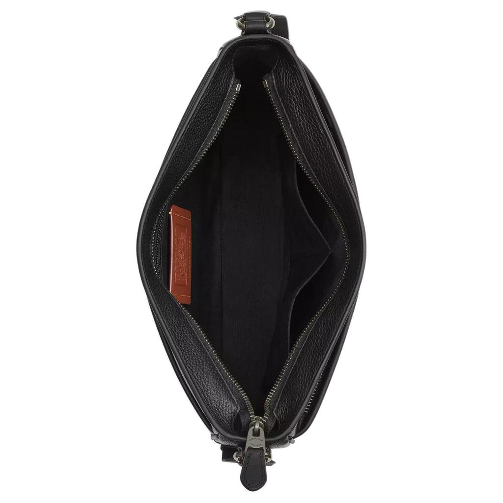 Coach District 30 Brand Logo Adjustable Shoulder Strap Coated Canvas And Calfskin Large Crossbody Bag Men crossbody bag Black CY824-QBMI5