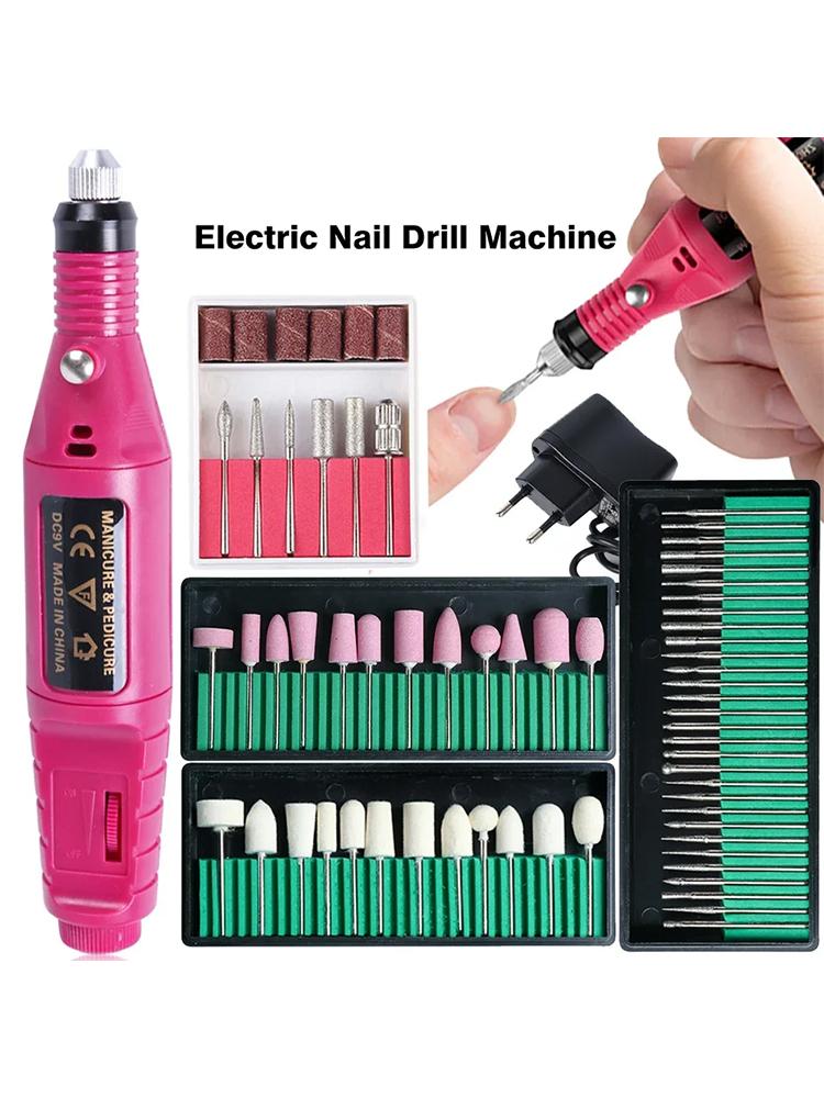 Mașină profesională de găurit unghii electrică pentru manichiură Set de freze Pile de unghii Burghie Instrumente pentru îndepărtarea ojei cu gel