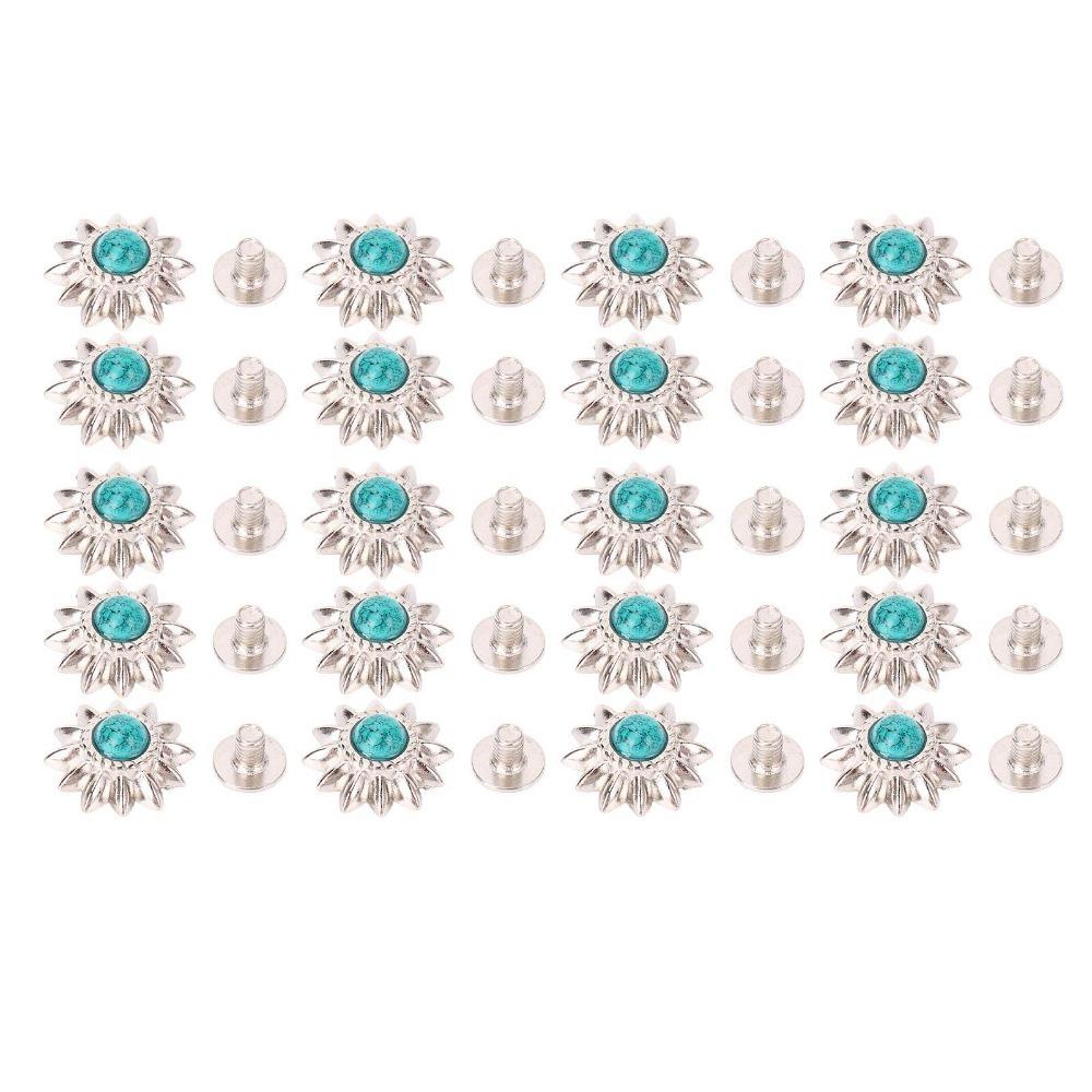 

20PCS Turquoise Faux Turquoise Screw Buckle Sunflower Round Decorative Replacement Screw Buckle Zinc Alloy зелёный