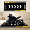 Sportliche Schwarz Gelb Karierte Motorradmatte Rutschfest Langlebig Waschbar Fußmatte Werkstatt Garage Teppich Heimdekoration