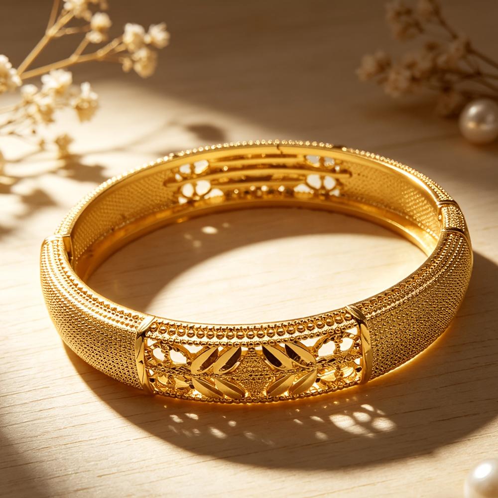 1A golden bohemian-style floral design teen bracelet, perfect for prom and anniversary jewelry accessories, a great gift for summer beach trips and