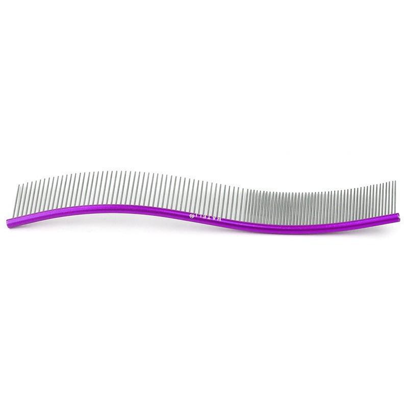 Peigne de toilettage pour animaux de compagnie en forme de S pour chiens avec dents à double densité Conception incurvée Options de manche en acier inoxydable