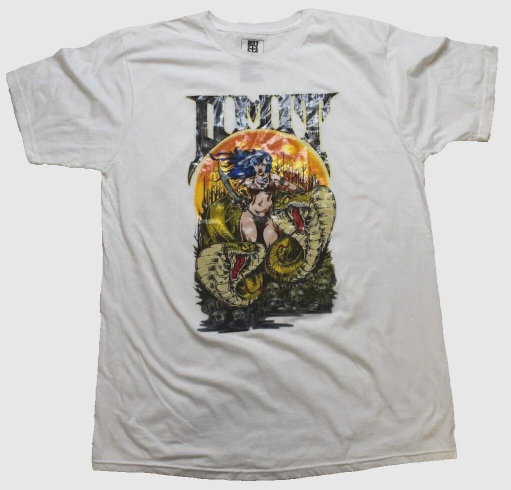 Omit Mens Serpentine Cobra & Warrior Graphic White Tee Shirt New L XL