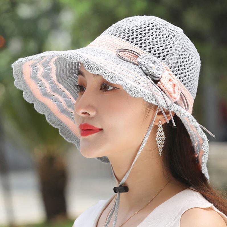 Pălărie de vară pliabilă pentru femei, pălărie cu protecție solară și protecție împotriva soarelui, pălărie de paie de plajă pentru persoane de vârstă mijlocie și vârstnice