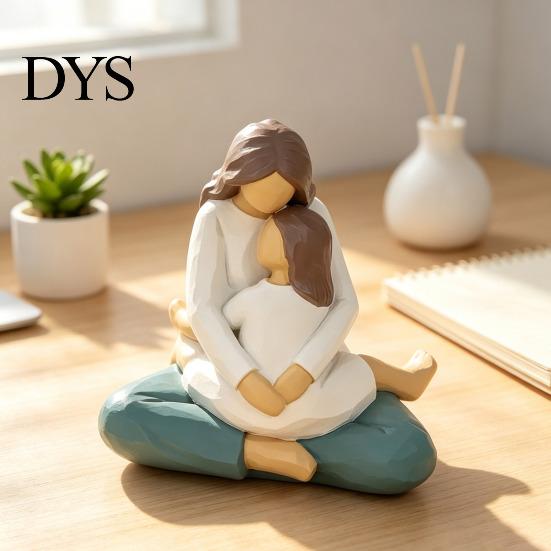 Elegant Home Office Decor Faceless Mother And Child Figurine, Heartwarming Resin Statue, Modern Statue Minimalist Sculpture for Living Room