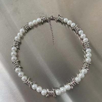 Collier de perles en chaîne à épines avec coutures punk, bijoux pour hommes, colliers tendance, bijoux pour hommes et femmes