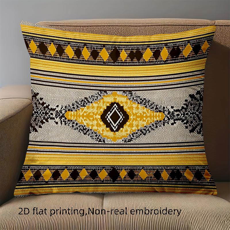 1 Pieces Yellow Brown Patterned Throw Pillow Decorative Cushions Polyester pillowcase, sofa  cushion cov Headboard Pillow
