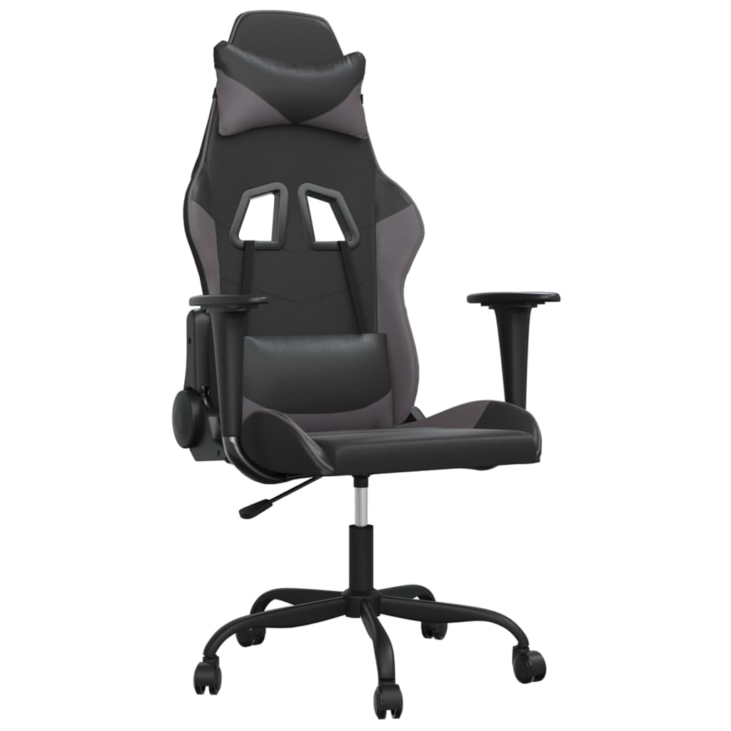 Gaming Chair Black and Gray Faux Leather