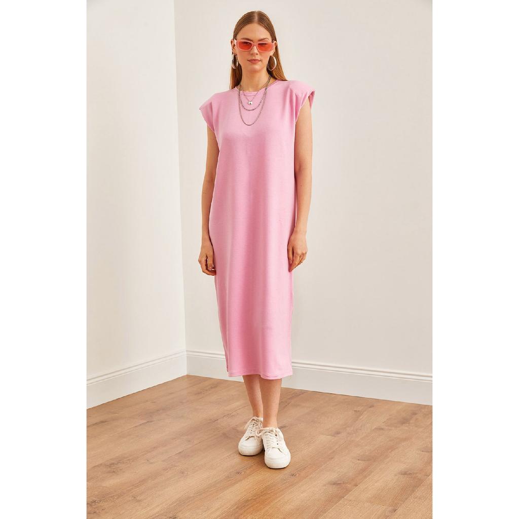 Women's Navy Blue Shoulder Padded Crystal Dress Elb-19002086