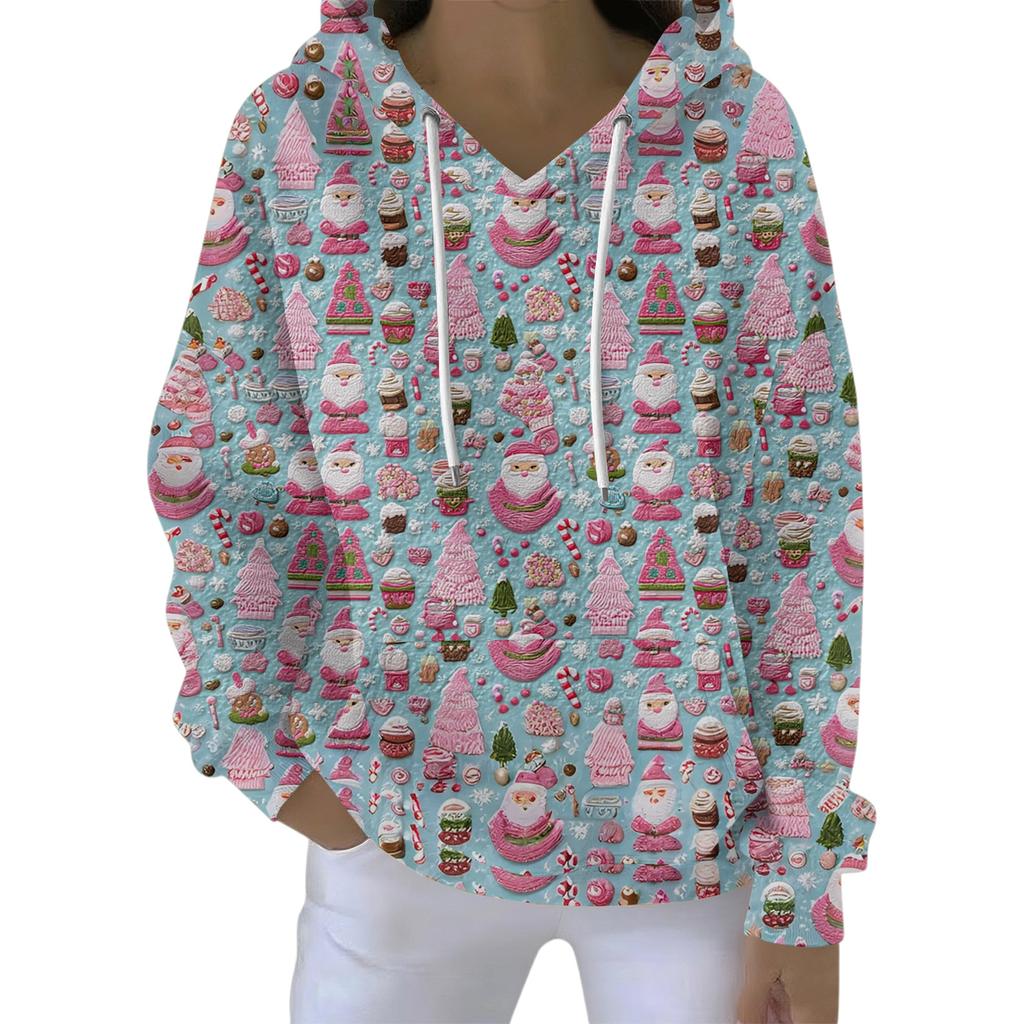 Dámská módní ležérní mikina s kapucí, volného střihu, s potiskem, s dlouhým rukávem