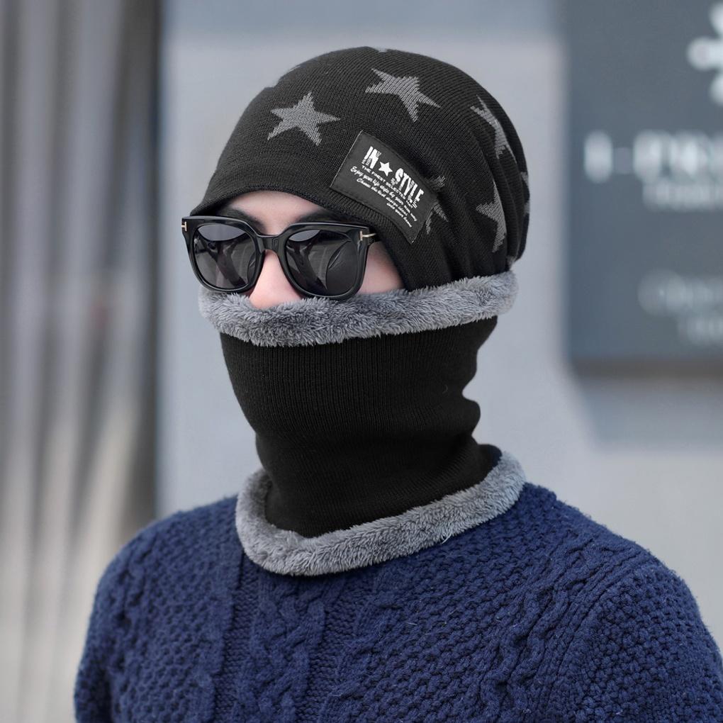 Winter Cold Weather Gear Neck Warmer, Mock Toshi Beanie Set, Black for Men