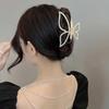 Gold Metal Ribbon Pearl Hair Clip