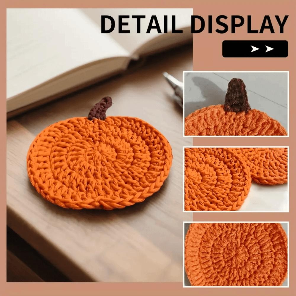 4pcs Pumpkin Shape Handmade Coasters Heat-Resistant Drink Mats New Fall Decor  Farmhouse Decor