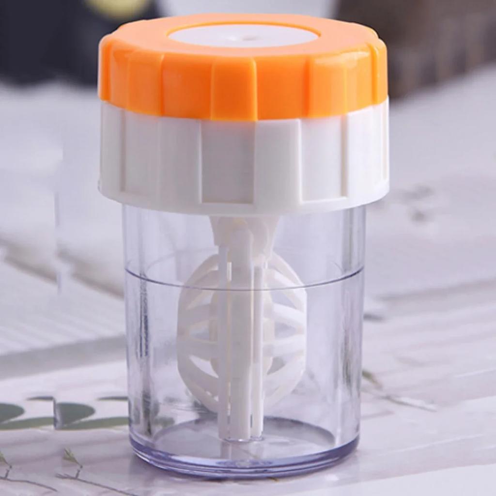 1pc Contact Lenses Cleaner Device Manually Rotatable Type Portable Contact Lens Beauty Pupil Storage Cleaning Container Tools