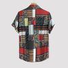 Men's Ethnic Style Linen Beach Shirt - Summer Casual Print, Short Sleeves