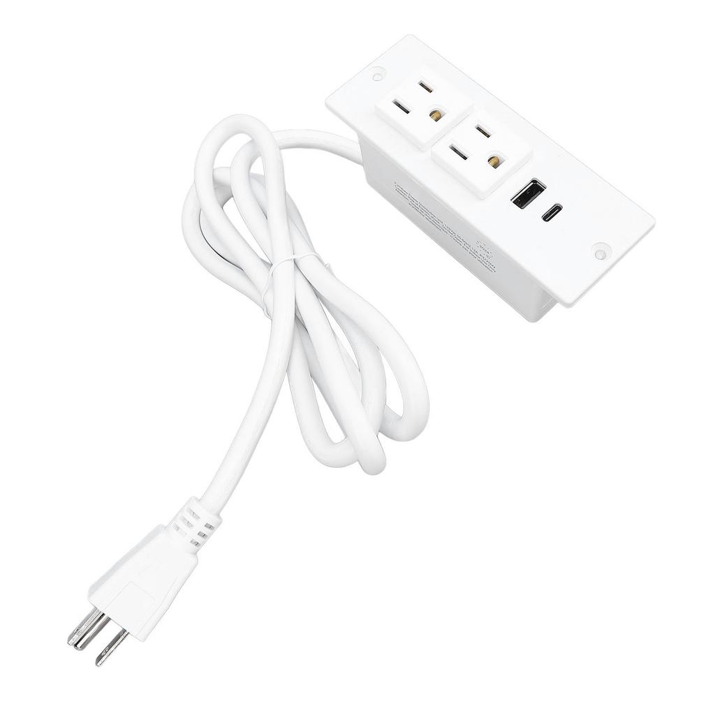 Conference Recessed Power Strip Table Socket Furniture Outlet PD 20W Fast Charging 2 USB Ports 1.5m Cord