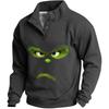 Men's Christmas Print Sweatshirt with Button Placket Casual Pullover