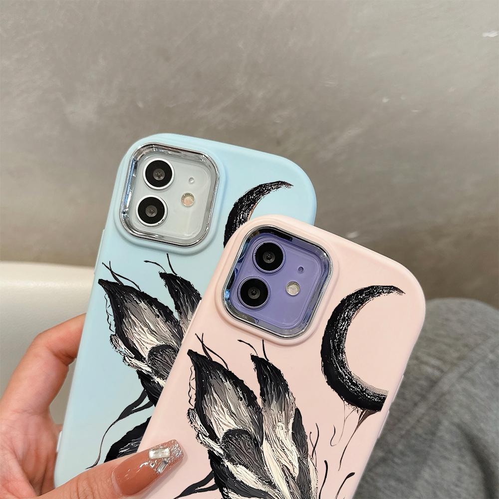 Pro iPhone 15 14 13 11ProMax 14 15 16 Samsung S25 S24 S23 S22 Redmi 10 13 14C Kreslená Černá Kočka Stříbrný Okraj Měkké Tekuté Silikonové Ochranné Pouzdro