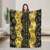 African Art Black And Gold Pattern Flannel Blankets Custom Throw Blanket for Home 200x150cm Quilt,