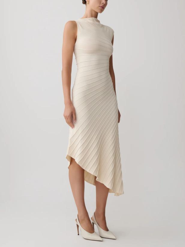 2026 summer European and American new women's clothing sexy sleeveless slim fit high sense medium and long knitted dress women