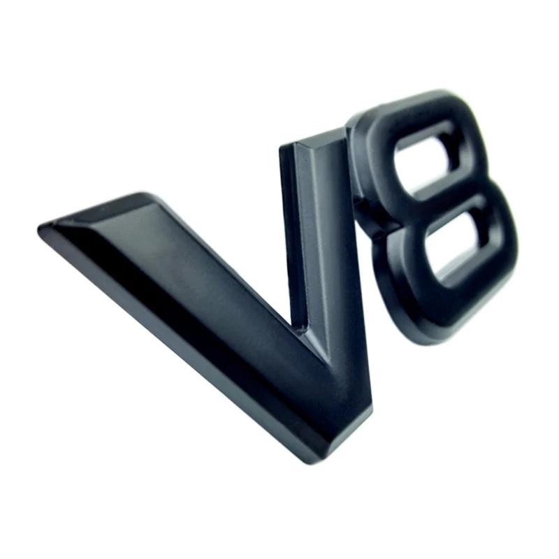 Auto Metaallegering 3D V8 Logo Cilinderinhoud Kofferbak Achter Auto Badge Decal Chrome V8 Side Wing Emblem Sticker Auto styling