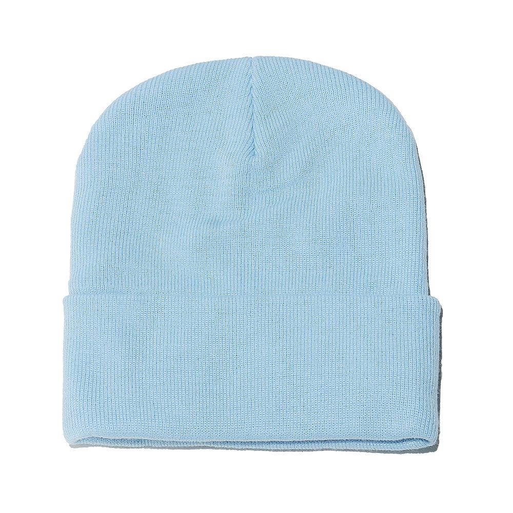 High Quality Solid Color Acrylic Wool Hat Outdoor Warm Cold Hat Monochrome Knitted Hat Pullover Hat for Men and Women