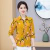 Women's Fashionable New Tops Seven-point Middle-aged Printed Shirt Floral