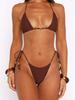 2026 Europäischer & Amerikanischer Schnürung Einfarbiger Sexy Bikini Zweiteiliger Badeanzug