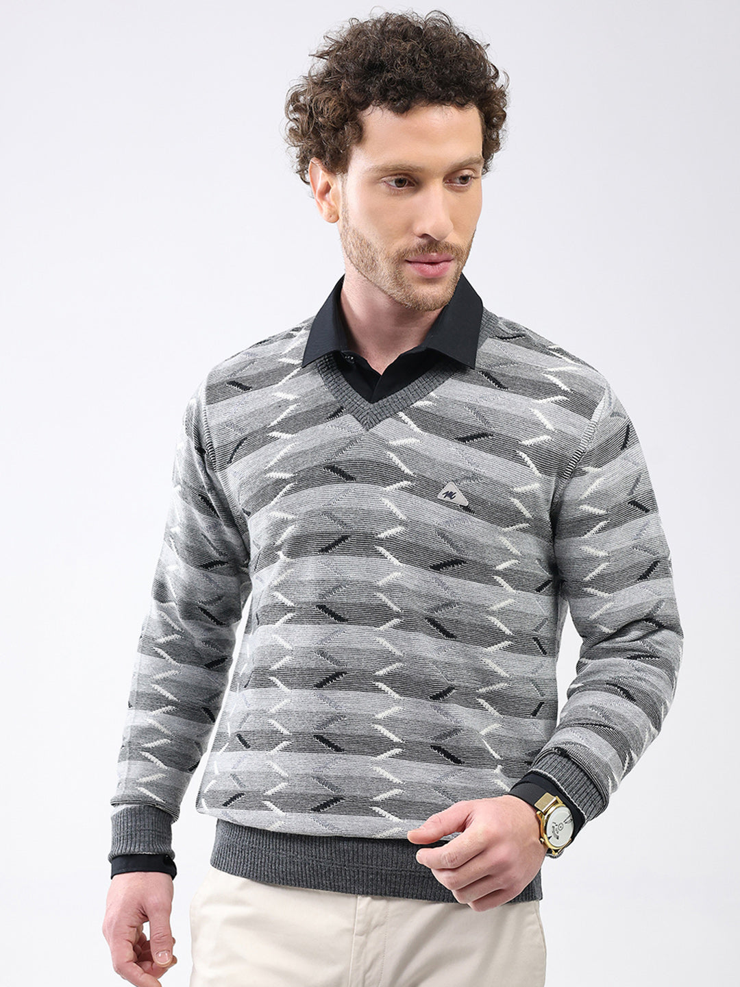 Monte Carlo Mens Regular Fit Self Designed Pullover L