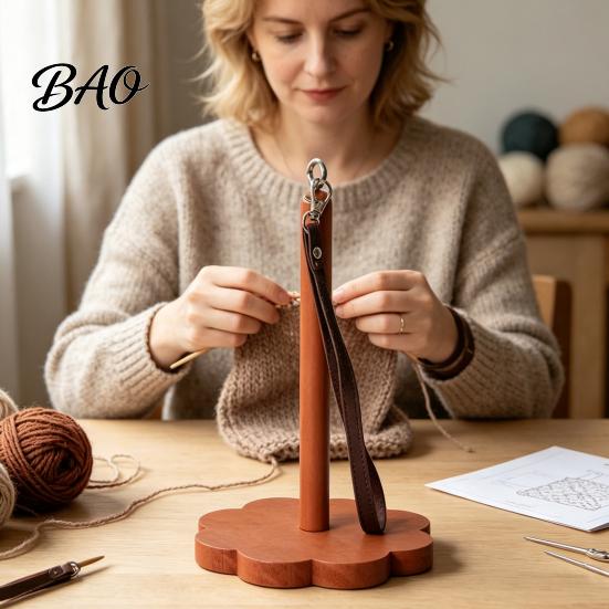 Yarn Management Tool Wooden Wrist Holder, Portable Smooth Rotation Dispenser, Dispenser Hands Free Rack for Knitting And Crocheting Crafting
