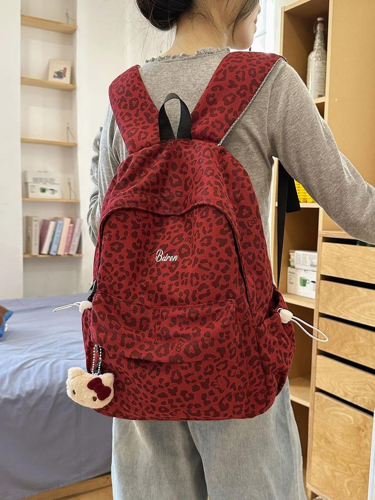 Style Leopard Print Backpack For School Girls With Canvas And Laptop Pocket