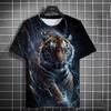 Animal Men's T-shirt 3d Tiger Print Men's Tops Casual Short Sleeve Simple T-shirt Summer Round Neck T-shirt Men's Ultra Clothing