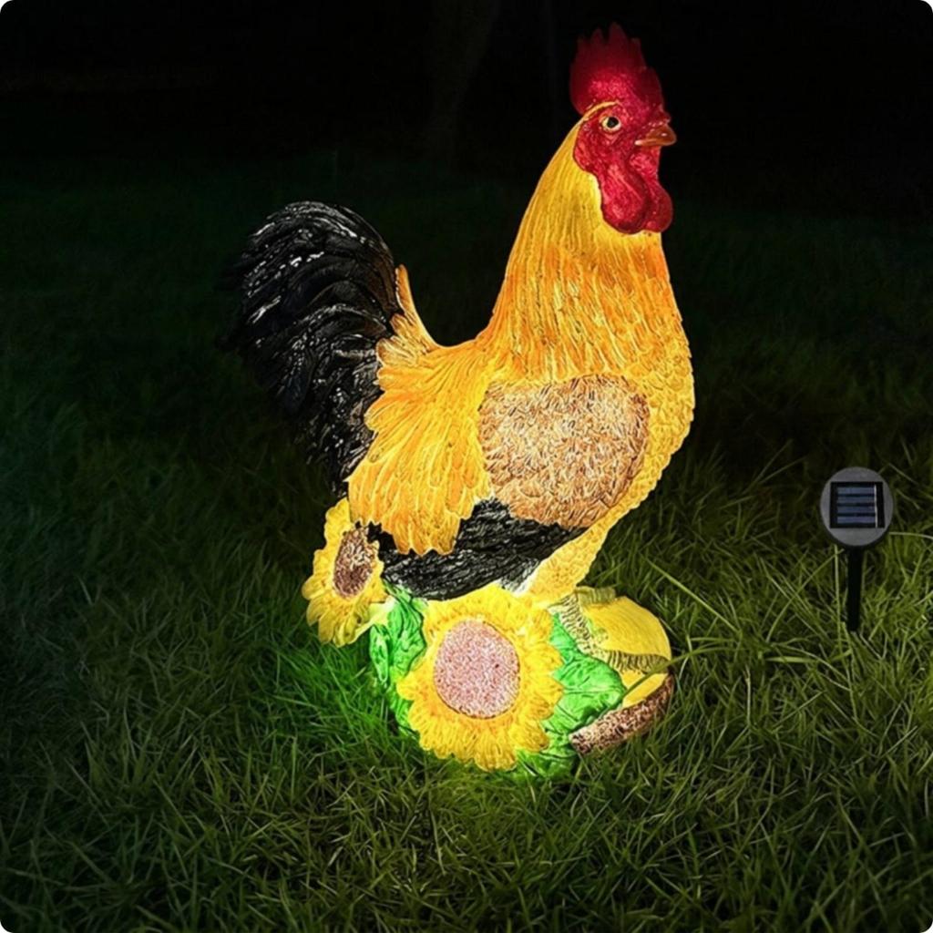 Solar Chicken Statue Resin Hen Yard Farmhouse Style for Landscape Display