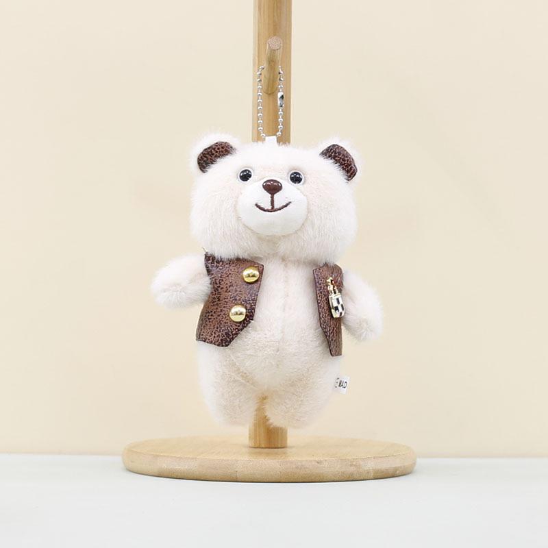 

And Playful Cute Bear Plush Toy In Stylish Vest Perfect For Keychain And Decor Use Beige Vest Bear