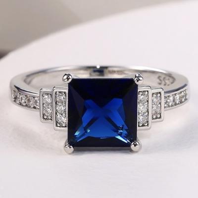 Zarte Vintage-Ringe mit blauem Prinzess-Stein für Frauen, hochwertiger Schmuck für Hochzeiten, Jahrestagsgeschenk für die Ehefrau