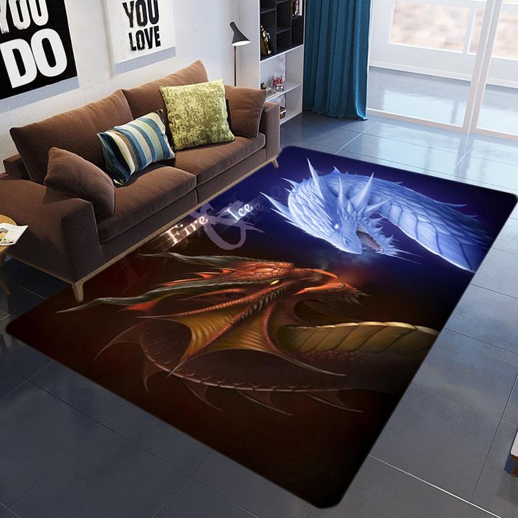 Flame 3D Printed Living Room Carpet, Crystal Velvet Bedroom Floor Mat