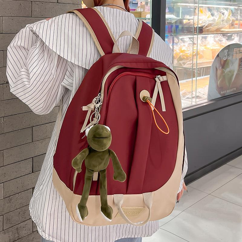 

Новый контрастный рюкзак для старшеклассников и студентов колледжей, сочетание цветов, вертикальная молния, парный рюкзак, студенческий школьный рюкзак красный