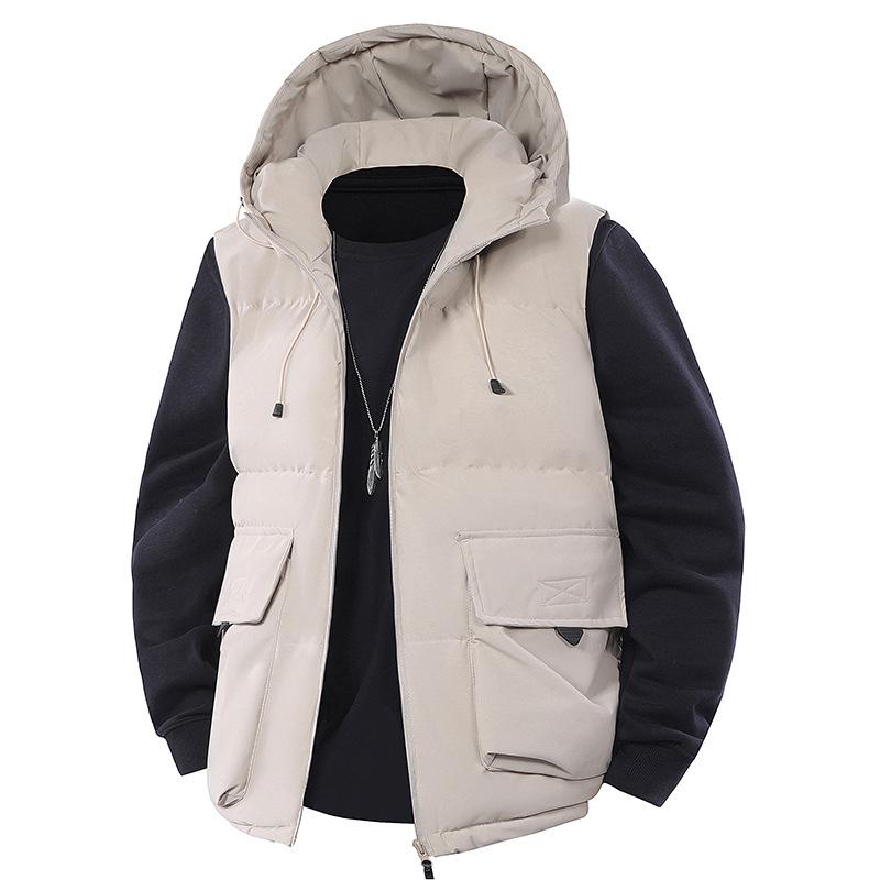 

Мужское плюшевое толстое рабочее пальто с несколькими карманами, воротником-стойкой, хлопковое пальто S белый