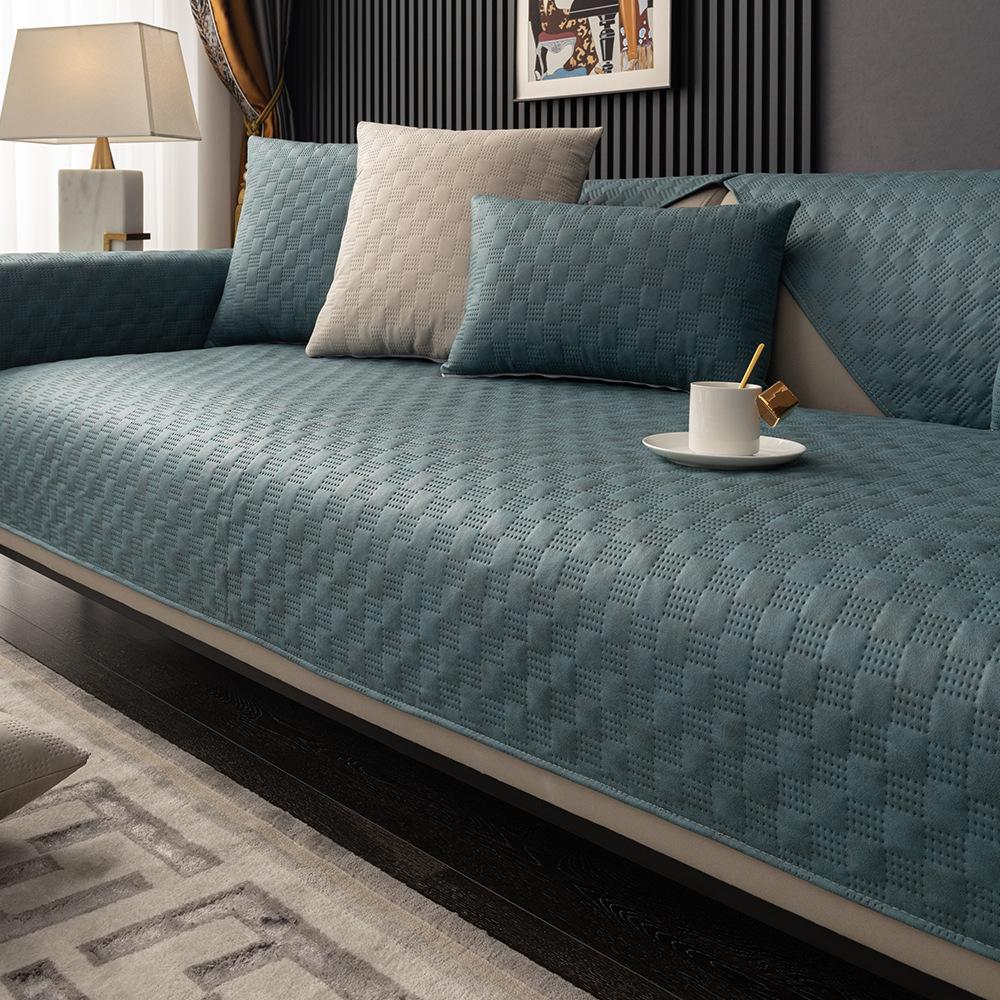 Non-Slip Sofa Cushion - Faux Suede Checkered Pattern, Waterproof And Easy To Clean (1 Piece)