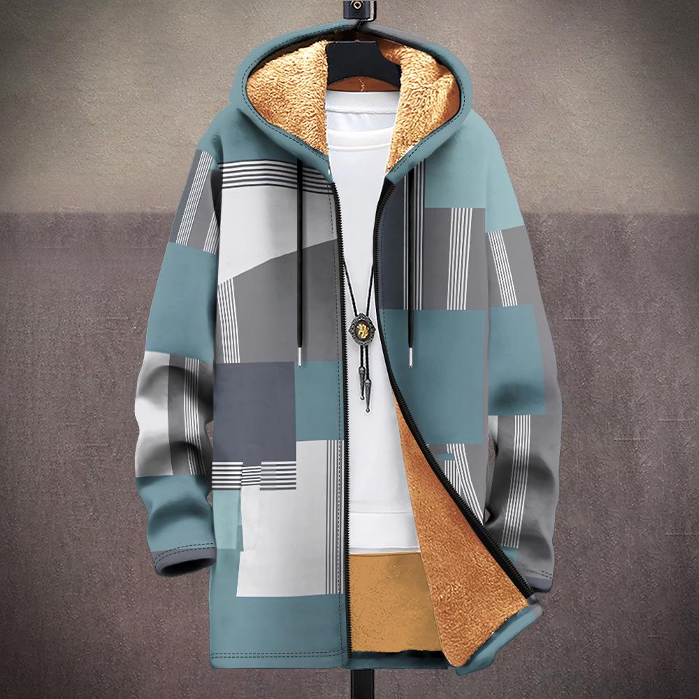 Men's Fleece Cardigan Coats 3D Print Chinese Style Plush Thick Winter Jackets Casual Streetwear Clothing