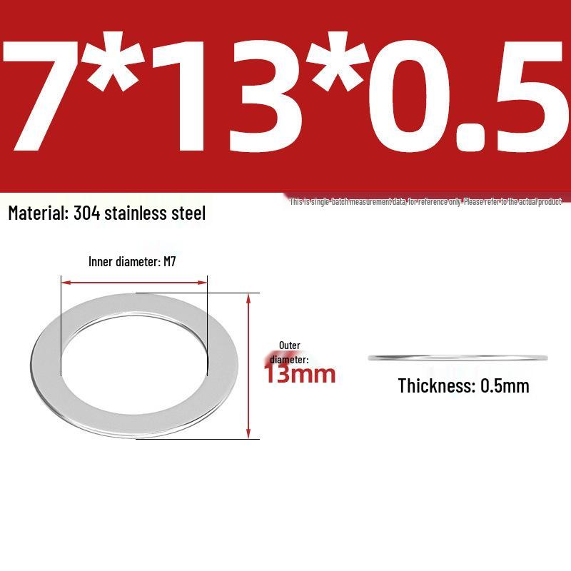 304 Stainless Steel Ultra-Thin Flat Washers - Available in Thickness: 0.1mm, 0.2mm, 0.3mm, 0.5mm