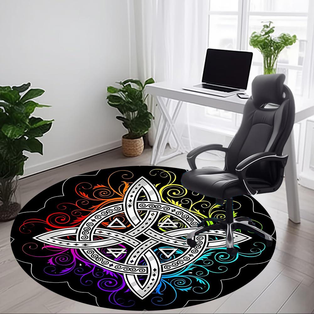 1pc Celtic Mandala Office Round Area Rug, Indoor Mat Suitable For Office, Under Office Chairs Bedroom Living Room Home Decor, Room Deco